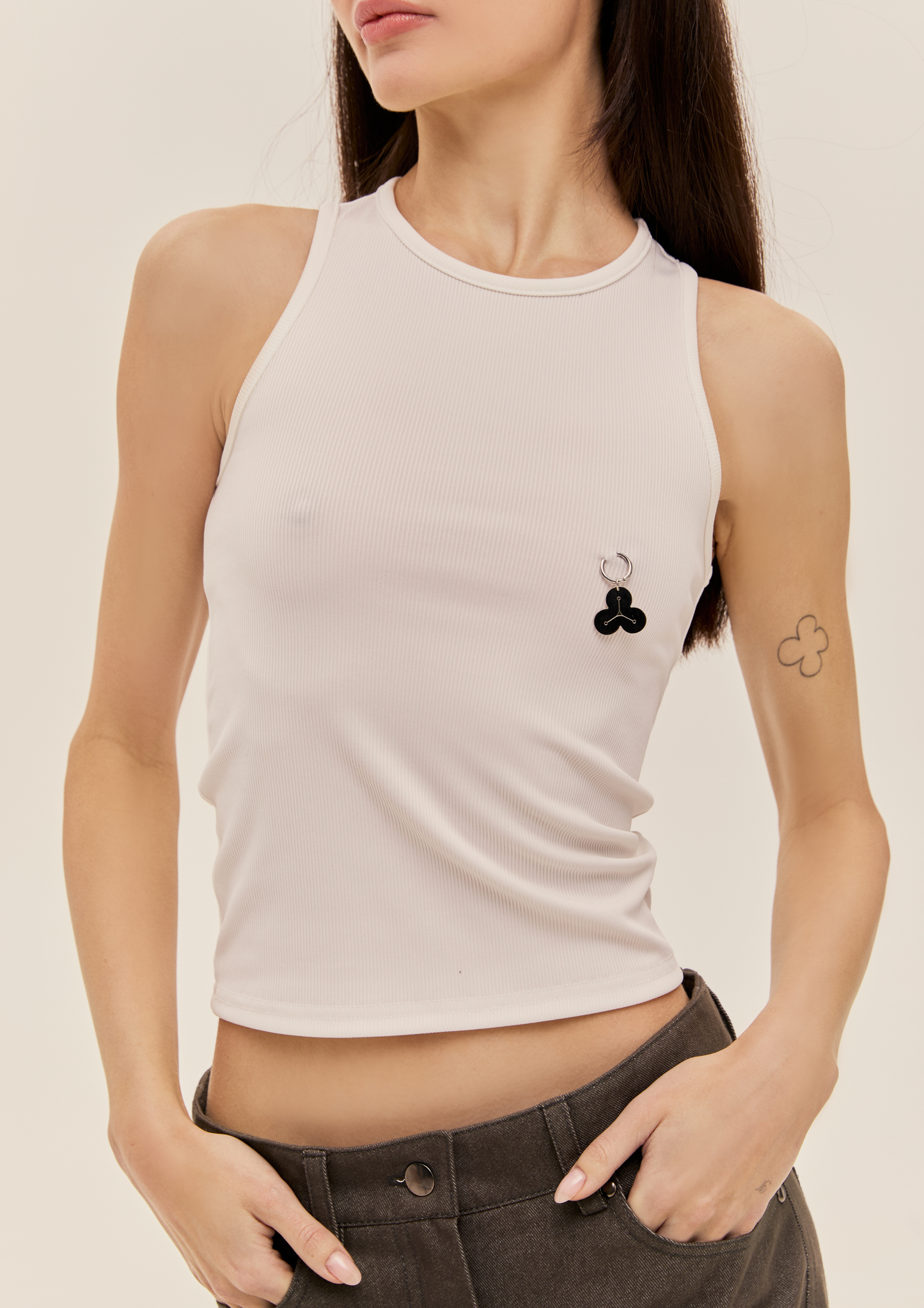 Топ в рубчик в молочному кольорі