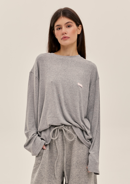 Віскозний лонгслів в сіром кольорі