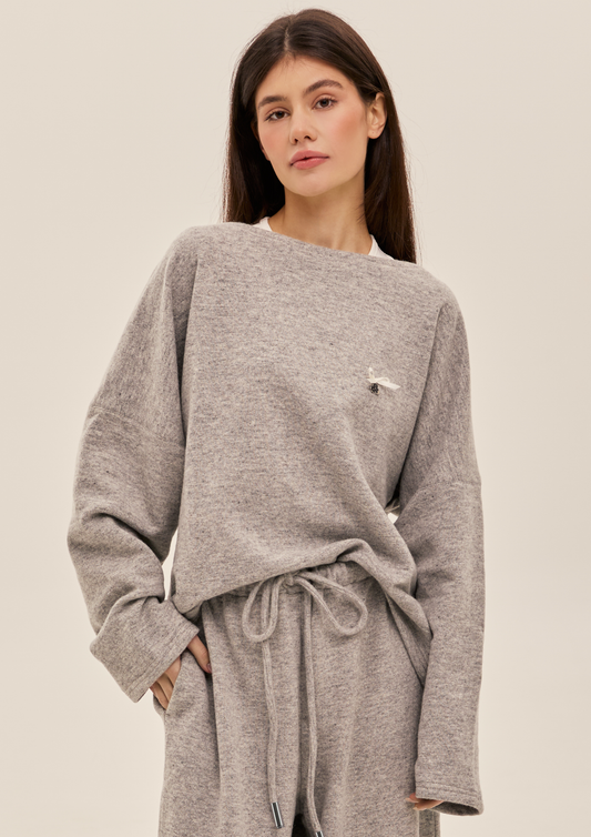 Світшот з кашеміру в сірому кольорі